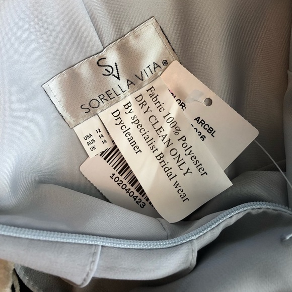 NEW SORELLA VITA SZ 12 ARTIC BLUE CHIFFON FORMAL EVENING GOWN - Picture 10 of 12